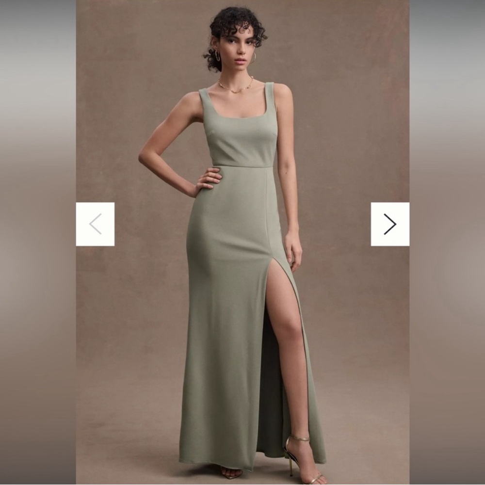 Anthropologie | BHLDN | Ashlyn Square-neck stretch crepe side-slit gown | Size 6